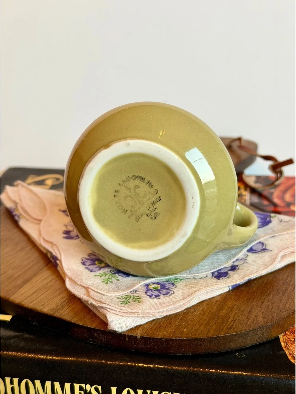 Vintage Homer Laughlin HLC Avocado Green Creamer Restaurant Ware Pitcher